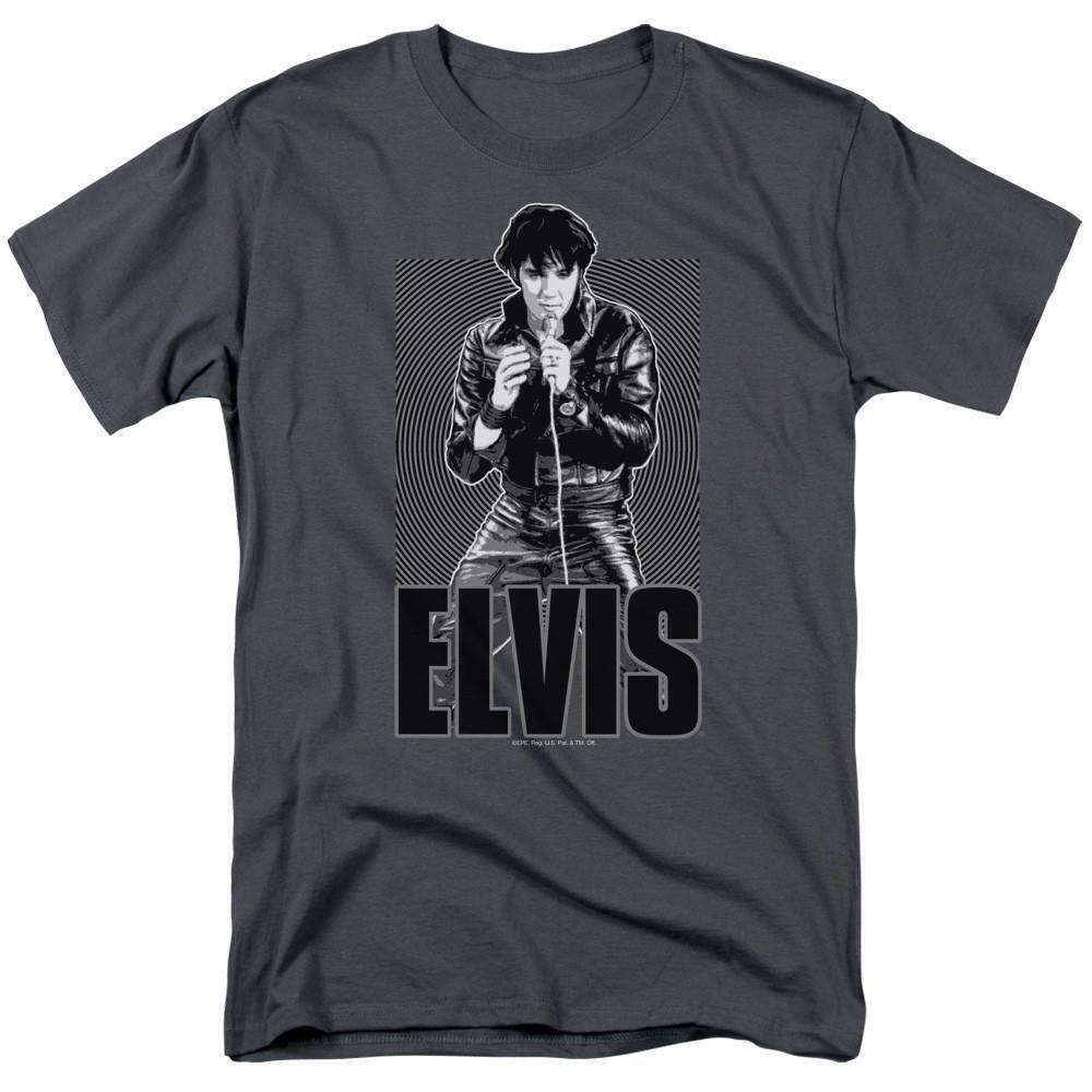 Elvis Presley Leather Adult 181 T Shirt Charcoal
